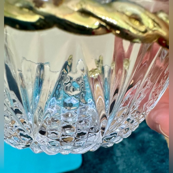 Crystal Candy Dish With Rope Gold Plated Handle - Picture 5 of 12